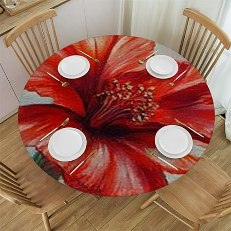 

Sheronv Flowers Round Tablecloth Stain Resistant and Washable for Indoor Outdoor Kitchen Dining Wedding Parties - 100% Polyester Fiber 54 -58