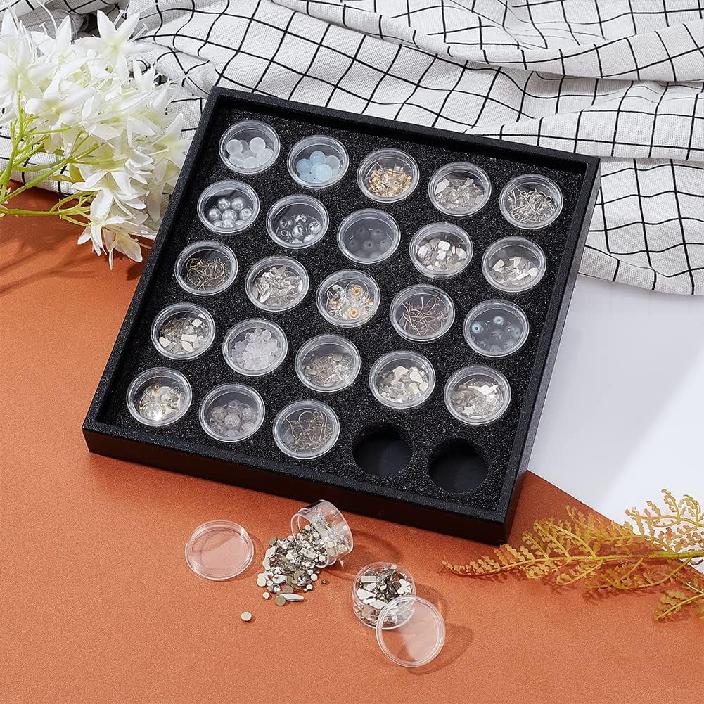 50 Gem Display Case Diamond Gemstone Storage Box Small Round Plastic Containers Box Jewelry Organizer Container with Foam for Collectibles Rhinestone Small Items Jewelry ClearDIY