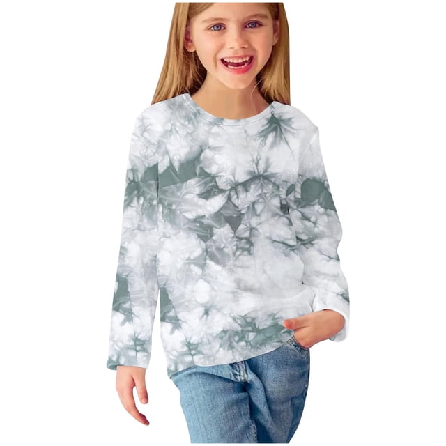 WRKEKC Chemises à Manches Longues pour Filles, T-Shirts à Manches Longues pour Filles, Chemises Imprimées à Manches Longues pour Filles, Blouses Décontractées Élégantes à Col Rond