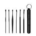thumbnail image 1 of Cotons-tiges Lavables en Acier Inoxydable - Nettoyants d'Oreilles Réutilisables - (Trousse de 6, Noir), 1 of 5