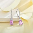 thumbnail image 3 of PYNZY Sterling Silver Leverback Earrings|8x6mm Dangle Earrings for Women Created Pink Tourmaline Birthstone Jewelry|Wedding Earrings for Evening Wear, 3 of 6