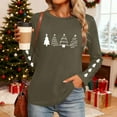 thumbnail image 5 of Christmas Tree Shirt Women Christmas Embroidered Trees Long Sleeve Shirts Gift Xmas Graphic Tee Tops, 5 of 7