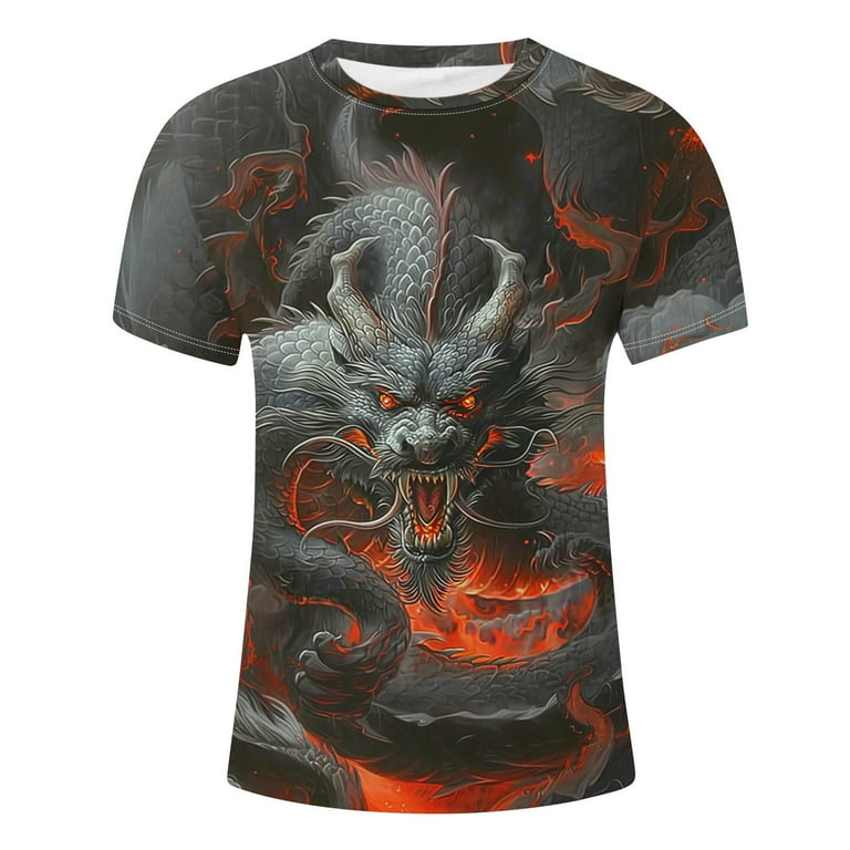 BSDJILFG 6XL Shirts for Men Big and Tall Dragon Shirt New