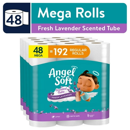 Angel Soft Toilet Paper 48 Mega Rolls Scented Lavender Tube Soft and Strong Toilet Tissue (4 packs of 12 rolls)