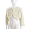 thumbnail image 4 of TTAO Flower Girl Bolero Shrug Long Sleeve Cardigan Wedding Party Dress Coat Dress Cover Up Jacket Outwear Beige 4-6, 4 of 7
