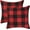 Red & Black, variant on Set of 2 Christmas Buffalo Check Plaid Throw Pillow Covers Cushion Case Polyester for Farmhouse Home Decor Red and Black, 18 x 18 Inches