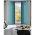 thumbnail image 3 of Turquoise Grey Ombre Sheer Curtains 39 Inch Length 2 Panels Set for Living Room/Bedroom, Farmhouse Gradient Minimalist Kitchen Curtains Grommet Semi-Sheer Curtains Window Treatments 27.5"x39"x2, 3 of 7