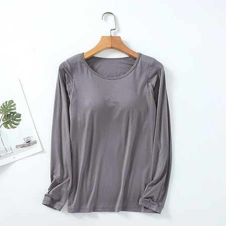 

Byte Legend Women Sleep Tops Nightwear Home Clothing Solid Color Sleepwear Long Sleeve Homewear Chest Pad Casual Loungewear Night Shirt
