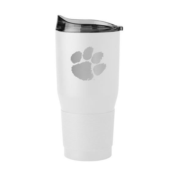 Logo Brands Clemson 30 oz White Etched Powder Coat Tumbler