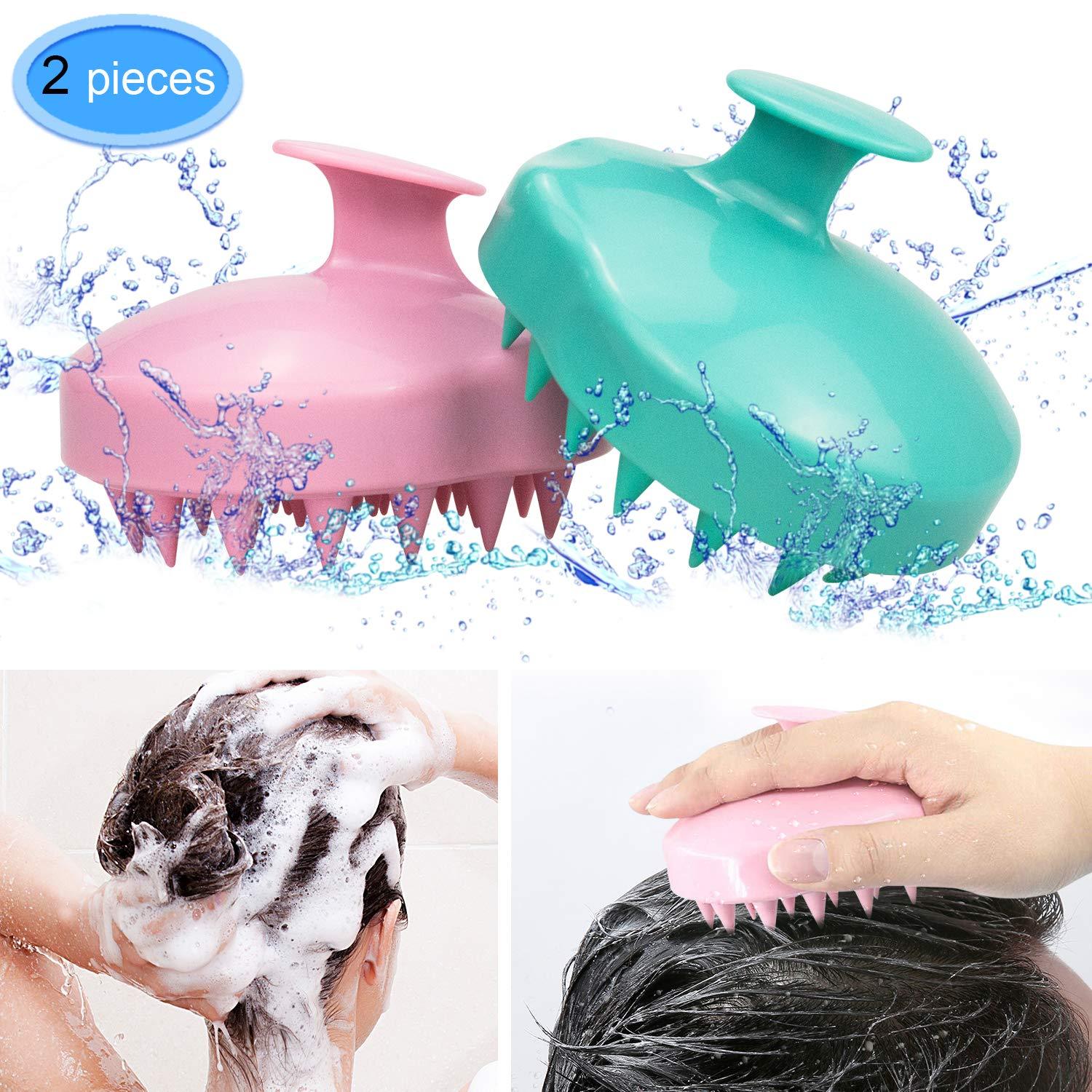 EAONE 2 Pack Shampoo Brush Hair Scalp Massager Soft Silicone Comb