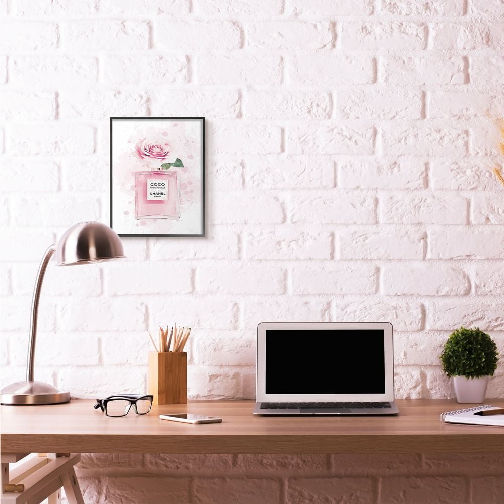 Stupell Industries Pink Flower Perfume Fashion Glam Design Framed Wall Art by Amanda Greenwood