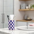 thumbnail image 4 of CATPAN Checkered Bathroom Toothbrush Holder, Bathroom Black and White Ceramic Toothbrush Holder, Modern Toothbrush Box, Used for Bathroom countertop Storage Rack, Checkered Bathroom Decoration (Blue), 4 of 18