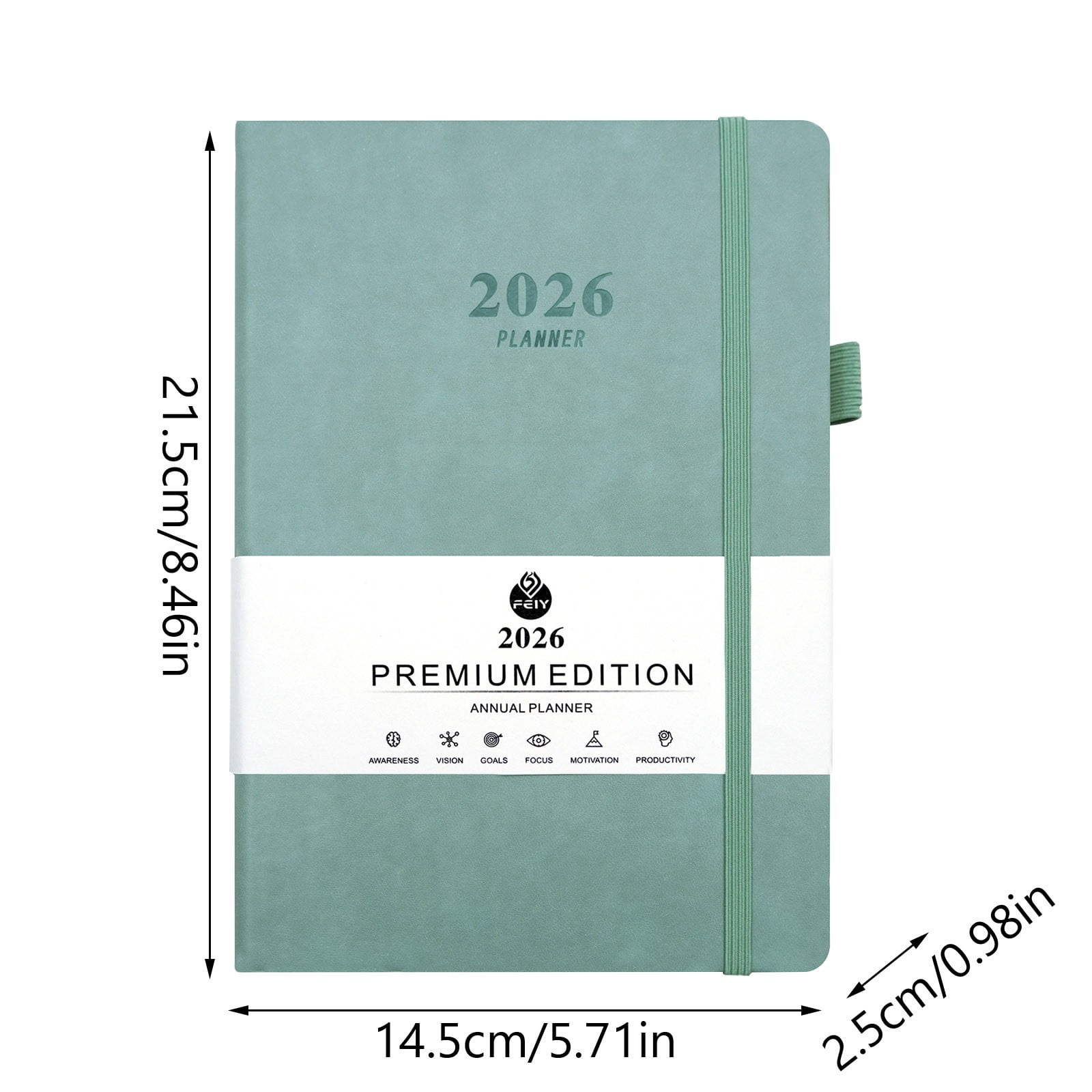 2026 Planner, Weekly and Monthly, 8.5"x5.7", Planner 2026-2027, Calendar 12-Months Jan 2026 - Dec 2026, Vegan Leather Softcover, Elastic Closure, Productivity Organizer with Goals