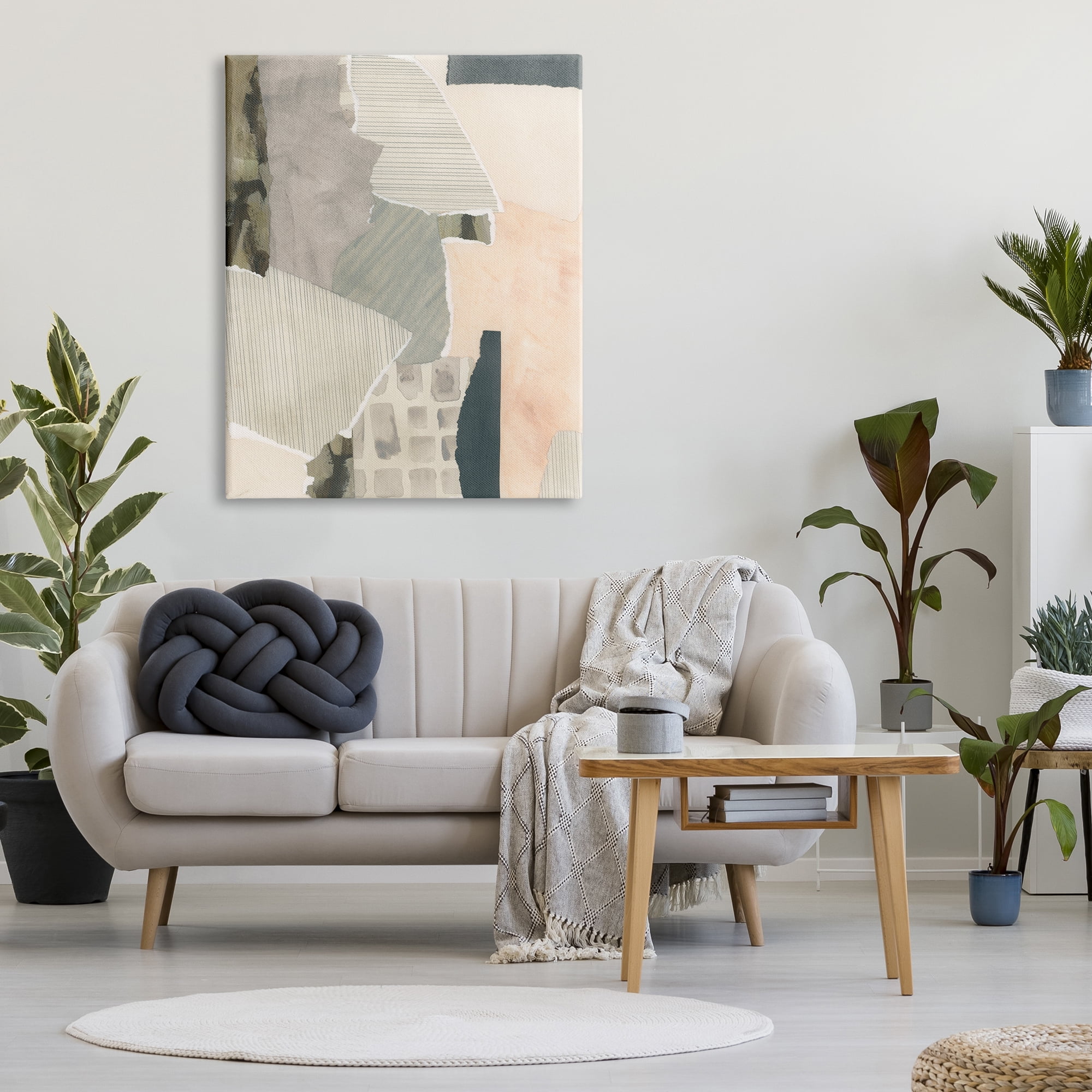 Stupell Industries Soft Patterned Collage Abstract Painting Gallery Wrapped Canvas Art Print Wall Art, 36 x 48