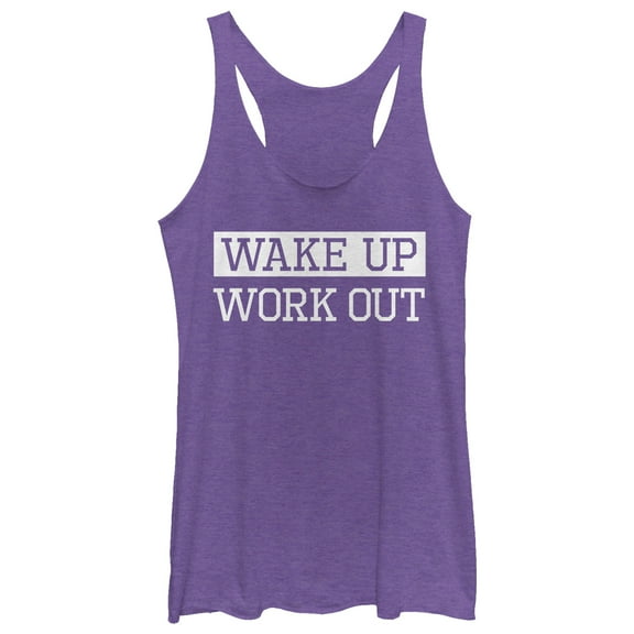 Women's CHIN UP Wake Up Work Out Racerback Tank Top Purple Heather Medium
