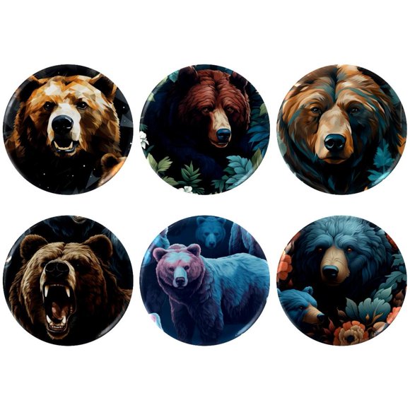 Bear Badges with Pins for Backpacks Parties Ties Hats Corporate Events Personalized Custom Photo Text Logo Button