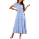 thumbnail image 2 of INSPIRE CHIC Vestidos de Verano para Mujeres Casual Cuello en V Con Corte Lateral Manga Corta Vestido de Sol Floral Maxi XL Azul, 2 of 6