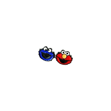 Sesame Street Cookie Monster & Elmo Silver Tone Cartoon Logo Post Earrings w/Gift Box by Superheroes