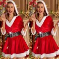 thumbnail image 3 of Gibobby Traje de Uniforme Lencería navideña para mujer, traje sexy de Papá Noel, 2 uds., disfraz de terciopelo, vestido de vacaciones con cinturón para bebé (Rojo, XL), 3 of 4