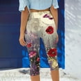 thumbnail image 4 of ZToonmas Women's Floral Print High Waist Capri Leggings Stretchy Cropped Yoga Pants for Workout and Beachwear, 4 of 6