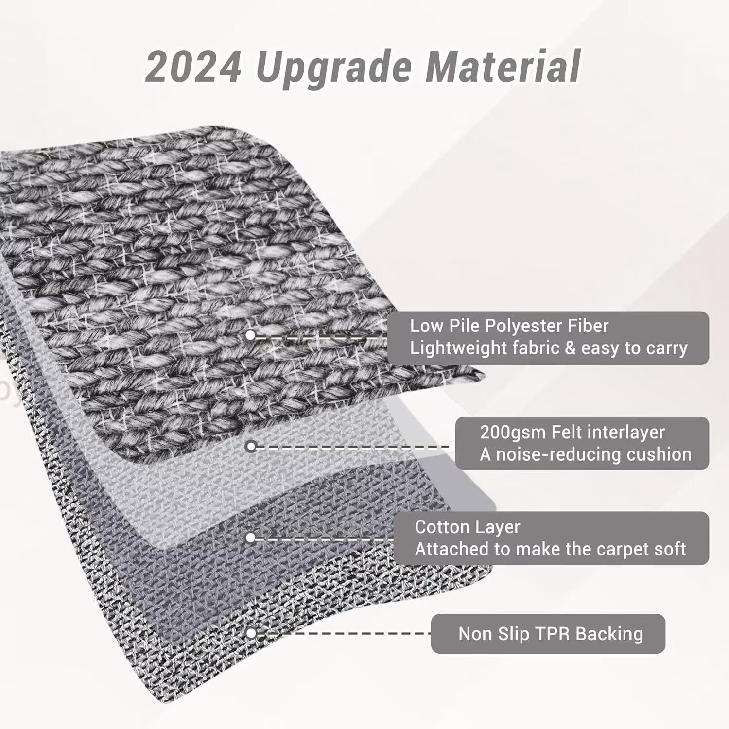 Hasoo Area Rug 10' x 13' Rugs for Living Room Chic Imitation Braided Print Soft Velvet Rug Non Slip Carpet for Bedroom, Dark Gray