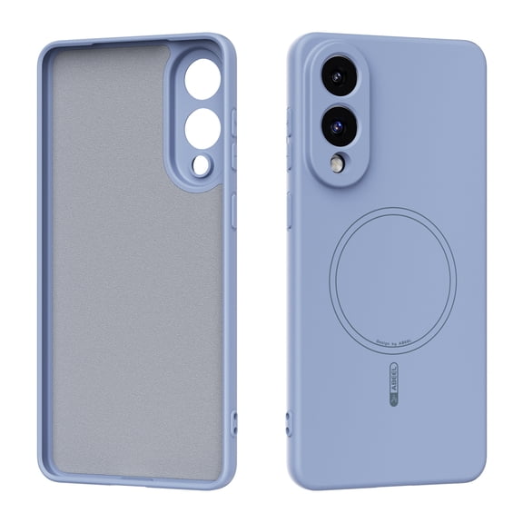Soft Silicone Protective Back Case for Samsung Galaxy S25 Edge with Microfiber Lining, Lightweight Anti-Scratch Magnetic Shockproof Anti-Fingerprint Ultra Slim Case Wireless Charging, Skyblue