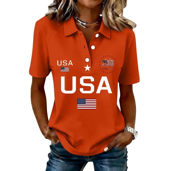 Trgacdwlo 1776-2026 Patriotic Polo Shirts for Women American Flag 250th Anniversary USA Shirt Short Sleeve Women's Golf Shirts