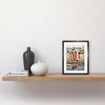 thumbnail image 2 of Colourful Town Harbour Acrylic Painting Red Yellow Blue Fishing Boats Coastal Townscape Artwork Framed Wall Art Print 9X7 Inch, 2 of 5