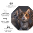 thumbnail image 4 of Pofeuu Wide Eyed Cartoon Cats Print Leather Coasters Set of 6, Round Cups Mugs Mat Pad for Home Kitchen Heat Resistant Drink Coasters,Octagon, 4 of 7