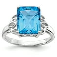 thumbnail image 1 of 925 Sterling Silver Rhodium Octagonal Checker-Cut Blue Topaz Ring, 1 of 2