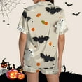 thumbnail image 4 of LIOJIN Halloween Pajamas Women,Women's Graphic Printed Satin Short Sleeve Button Pajama Set, 4 of 6
