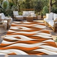 thumbnail image 2 of Burnt Orange White Moire Outdoor Rug for Patio/Deck/Porch, Non-Slip Large Area Rug 3 x 5 Ft, Modern Abstract Art Indoor Outdoor Rugs Washable Area Rugs, Reversible Camping Rug Carpet Runner, 2 of 8