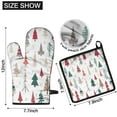 thumbnail image 6 of Multicolor Christmas Tree Pattern Kitchen Oven Mitt and Pot Holder Sets 2 Pcs for Baking, Cooking and Grilling, Heat Resistant Up To 392 °F, 6 of 7