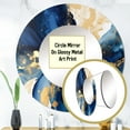 thumbnail image 3 of Designart "Deep Blue and Gold Strokes V III" Fractals Grand Miroir Rond Bleu - Miroir Rond Décoration Murale - Miroir Imprimé Moderne 23 Pouces x 23 Pouces Pouces, 3 of 5