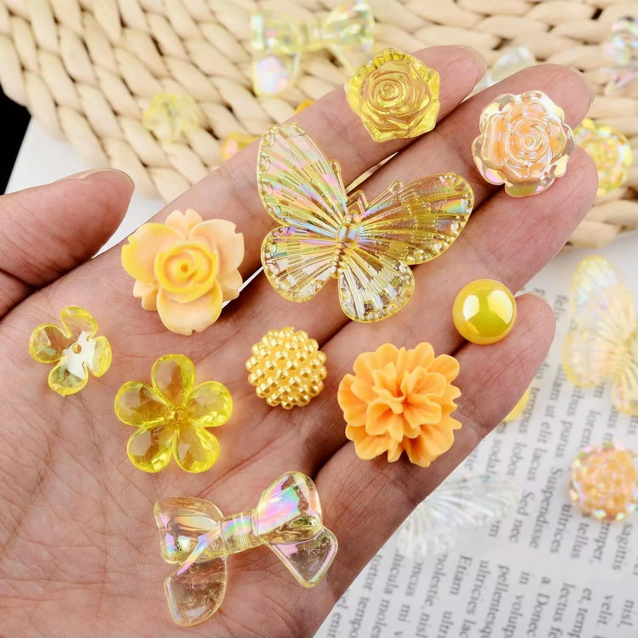 U8MO Resin Cabochons Butterfly Slime Charms Yellow Orange Bulk Assorted Lot 350pcs