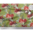 thumbnail image 3 of Soimoi Green Georgette Viscose Fabric Leaves & Peony Floral Print Fabric by Yard 42 Inch Wide, 3 of 3