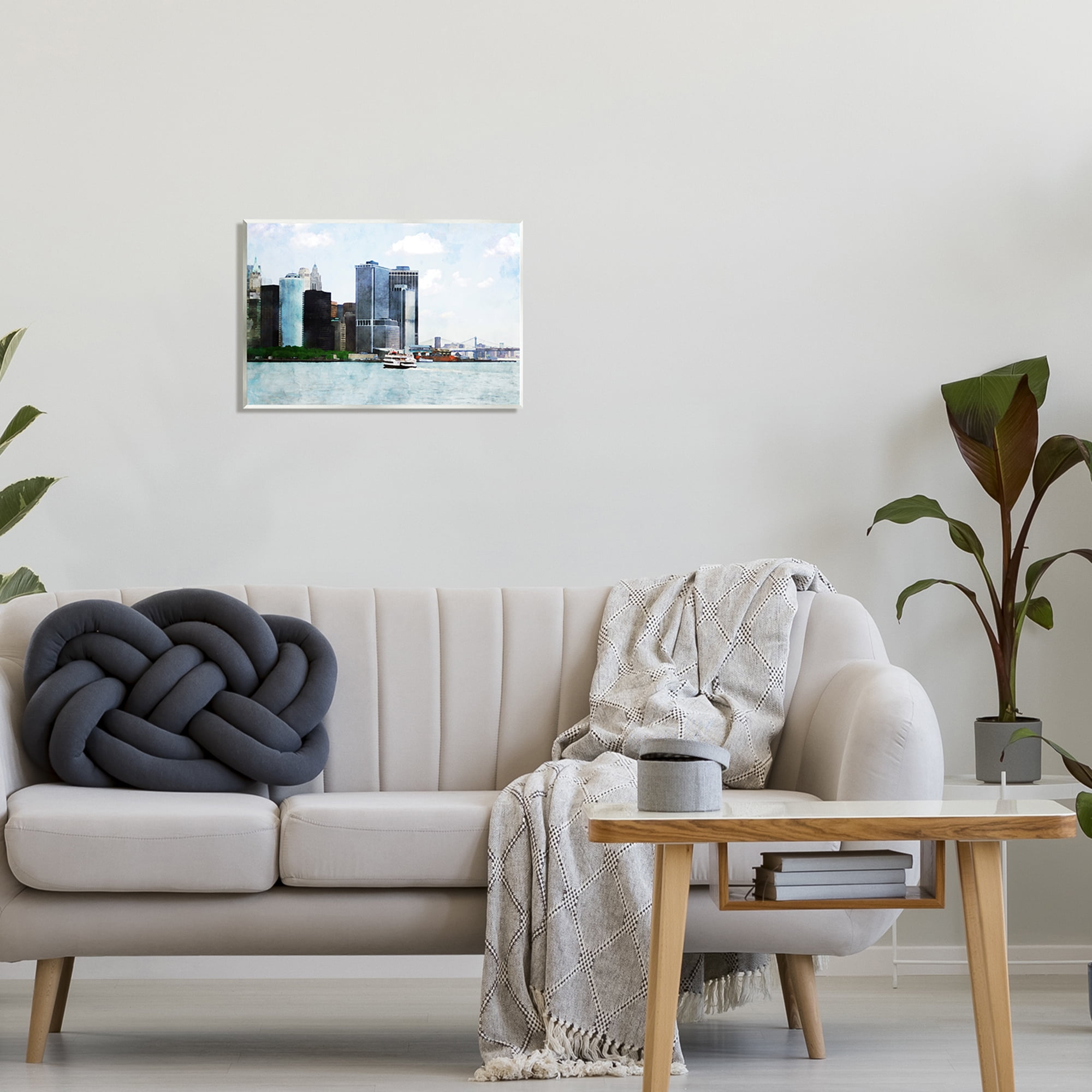 Stupell Industries New York Harbor Cityscape Town & City Painting Unframed Art Print Wall Art