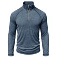 thumbnail image 3 of TOUMENY Men Half Zip Sweater Long Sleeve Slim Casual Knit Pullover Stand Collar Solid Raglan Fall Winter Workout Tops Blue L, 3 of 6