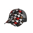 thumbnail image 7 of Disketp Houndstooth Green Red Print Trucker Hat Men Women - Mesh Baseball SnapBack Cap, 7 of 7