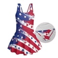thumbnail image 5 of Xixirimido Vibrant US Flag Print Modest Girls’ Swimwear One Piece – Hawaiian Skirted Bathing Suit with Built-in Shorts, Sleeveless UPF 50+ Swimsuits, 12-13 Years, 5 of 7