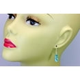 thumbnail image 2 of Sterling Silver Cubic Zirconia Earrings Blue Simulated Aquamarine Teardrops Faceted Pear Simple CZ 1.4" Designed for Adult Women, 2 of 5