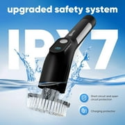 PUSCRIENO Electric Spin Scrubber, Cordless Electric Cleaning Brush, Shower Scrubber with 7 Interchangeable Heads, Extendable Handle & Bluetooth Control for Bathroom, Floors, Tiles Deep Cleaning-Black