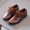 thumbnail image 2 of Boys Dress Shoes Lace up Vintage Pattern Leather Pointed Toe Chunky Heel School Uniform Party Prom Oxford Shoes Brown 12 Little Kids, 2 of 4