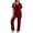 Wine, variant on Womens Pajama Sets Women's Summer Short Sleeve Pajama Button Down Shirt Collar Comfortable Sleepwear Two Piece Outfit Solid Color Turn Down Collar Full Length Black L