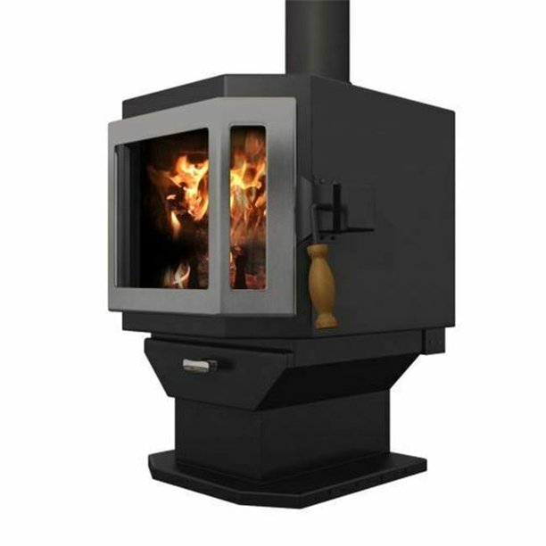 Catalyst Wood Stove Satin Black & Stainless Steel Door with Room