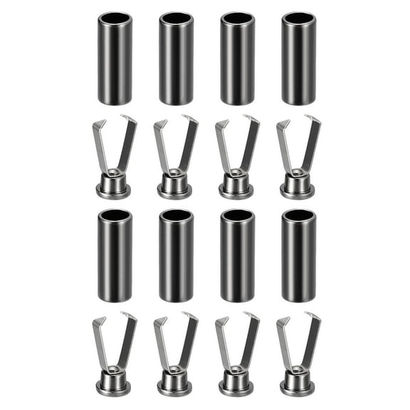 Shoelace Tips, 8Pack - Alloy Shoe Lace Ends Tips, Cylindrical Tip Replacement for Shoestring (Metallic Black)
