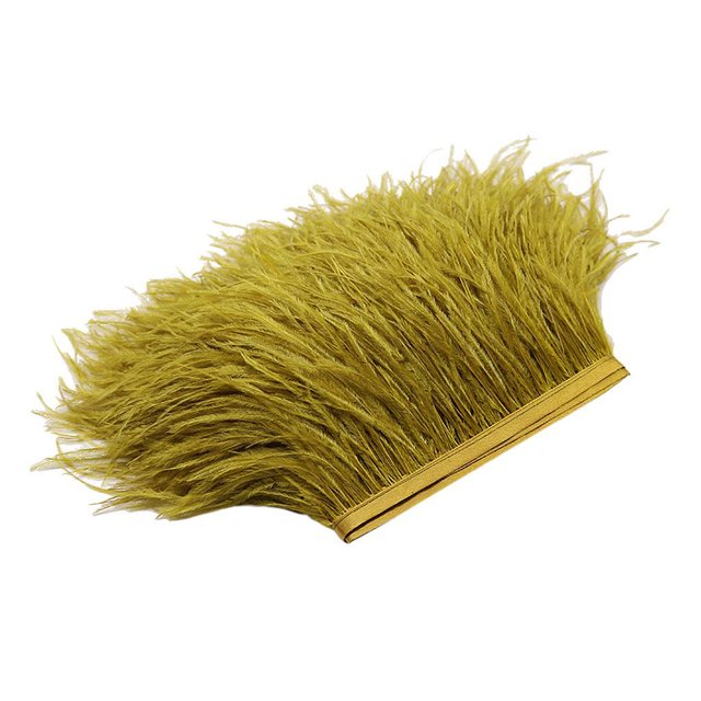 Adorno de cinta Naiovety Ribete de flecos de plumas de avestruz Ejercito verde