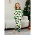 thumbnail image 4 of WIBACKER Kids Christmas Tree Pajamas Long Sleeve Holiday Pjs Set Toddler Boys Girls Xmas Green Jammies 2-14 Years, 4 of 10