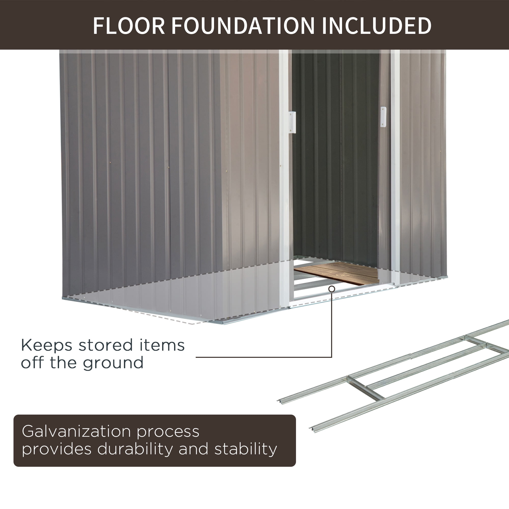 Outsunny 7' x 4' Storage Shed Garden Tool House w/ Vents Doors Gray