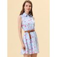 thumbnail image 2 of Vestido Sin Mangas Allegra K Día de San Patricio Con Cinturón Estampado Azul claro flores rosas S, 2 of 5